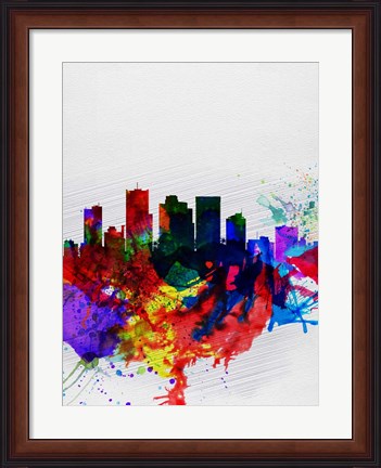 Framed Phoenix Watercolor Skyline 2 Print