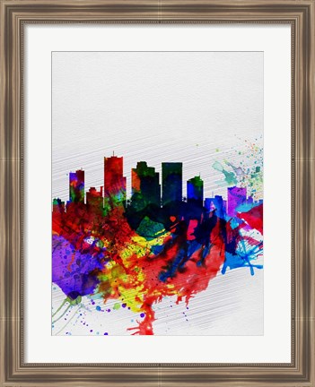 Framed Phoenix Watercolor Skyline 2 Print