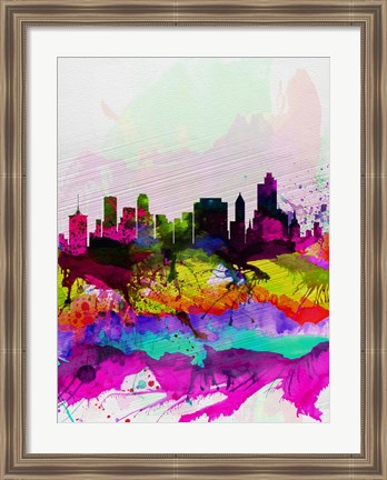 Framed Tulsa Watercolor Skyline Print