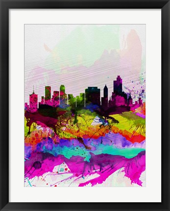 Framed Tulsa Watercolor Skyline Print