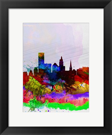 Framed Providence Watercolor Skyline Print