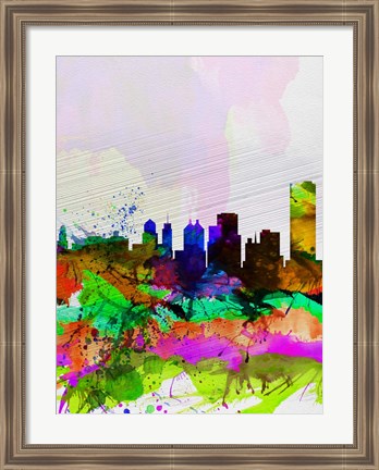 Framed Buffalo Watercolor Skyline Print