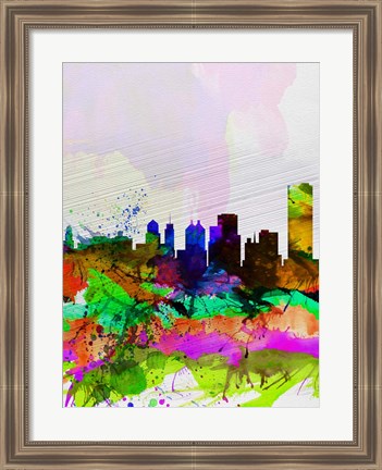 Framed Buffalo Watercolor Skyline Print