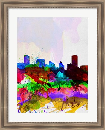 Framed Baltimore Watercolor Skyline Print