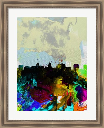 Framed Madison Watercolor Skyline Print