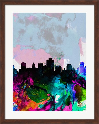 Framed Salt Lake City Watercolor Skyline Print