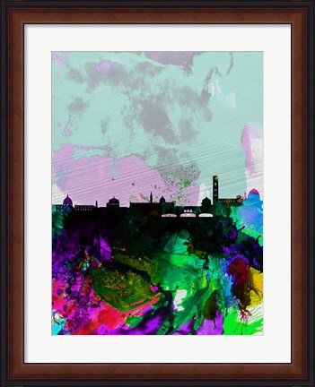 Framed Florence Watercolor Skyline Print