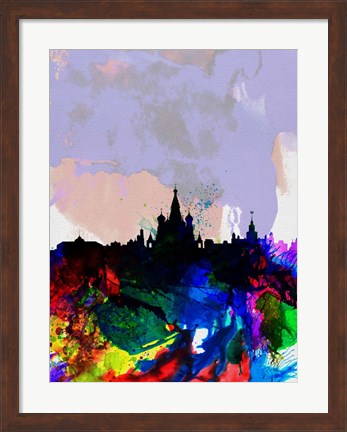 Framed Moscow Watercolor Skyline Print