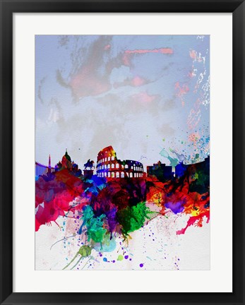 Framed Rome Watercolor Skyline Print