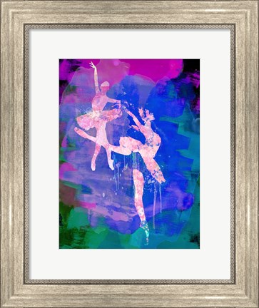Framed Two white Ballerinas Watercolor Print