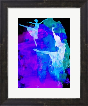 Framed Two Ballerinas Watercolor 3 Print