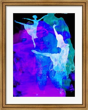 Framed Two Ballerinas Watercolor 3 Print
