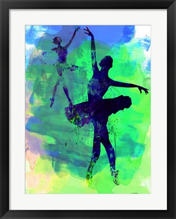 Framed Two Dancing Ballerinas Watercolor 3 Print