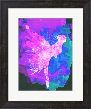 Framed Ballerina on Stage Watercolor 1 Print