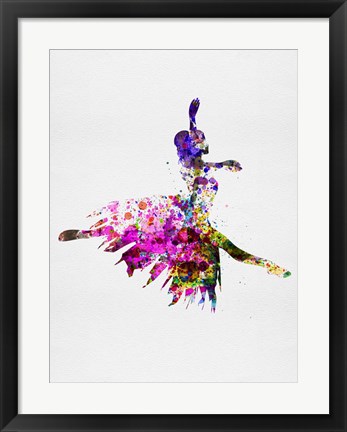 Framed Ballerina on Stage Watercolor 4 Print