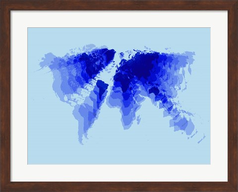 Framed Blue Radiant  World Map Print