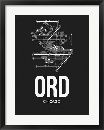 Framed ORD Chicago Airport Black Print