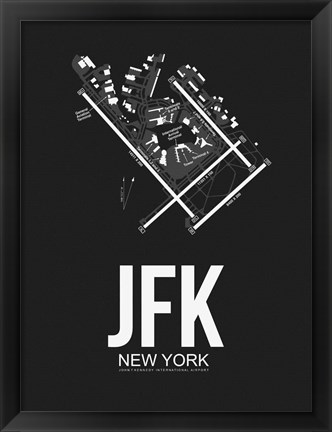 Framed JFK New York Airport Black Print