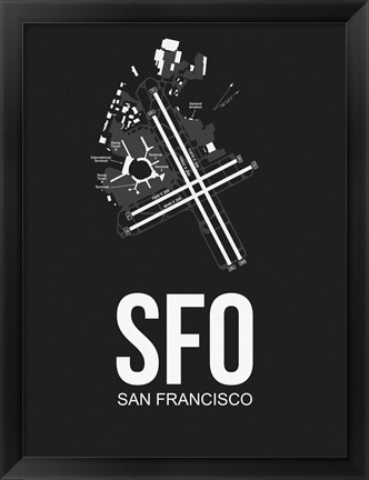 Framed SFO San Francisco Airport Black Print