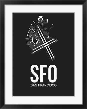 Framed SFO San Francisco Airport Black Print