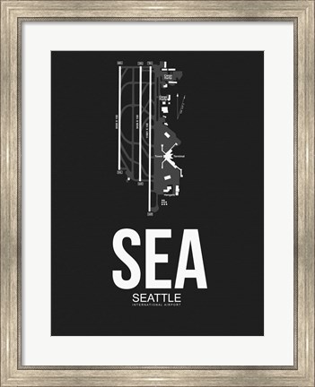 Framed SEA Seattle Airport Black Print