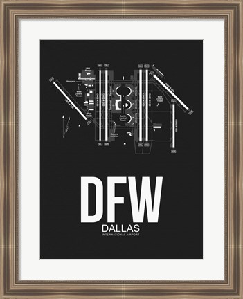 Framed DFW Dallas Airport Black Print