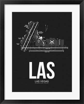 Framed LAS Las Vegas Airport Black Print