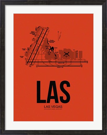 Framed LAS Las Vegas Airport Orange Print