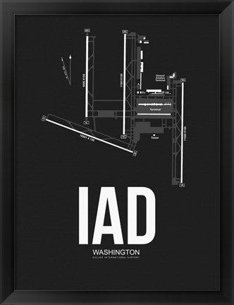 Framed IAD Washington Airport Black Print