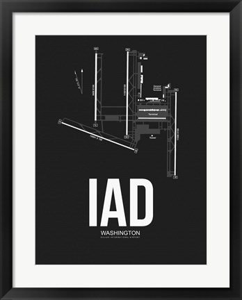 Framed IAD Washington Airport Black Print