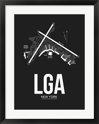 Framed LGA New York Airport Black Print