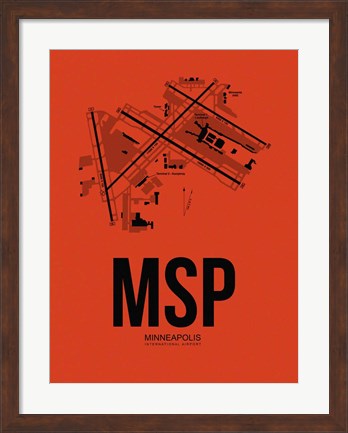 Framed MSP Minneapolis Airport Orange Print