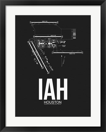 Framed IAH Houston Airport Black Print