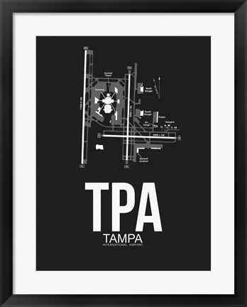 Framed TPA Tampa Airport Black Print