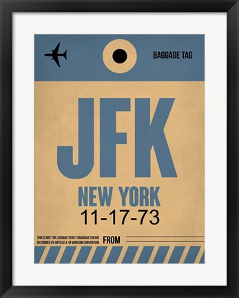 Framed JFK New York Luggage Tag 2 Print