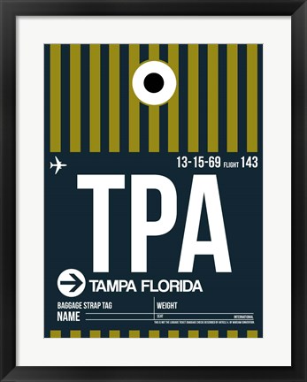 Framed TPA Tampa Luggage Tag 2 Print