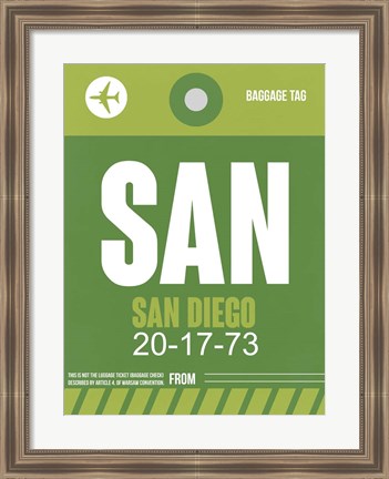 Framed SAN San Diego Luggage Tag 2 Print