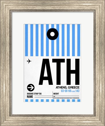 Framed ATH Athens Luggage Tag 1 Print