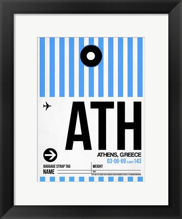 Framed ATH Athens Luggage Tag 1 Print