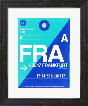 Framed FRA Frankfurt Luggage Tag 1 Print
