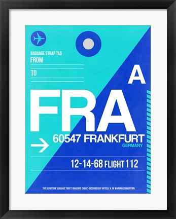 Framed FRA Frankfurt Luggage Tag 1 Print