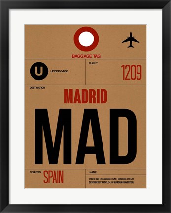 Framed MAD Madrid Luggage Tag 2 Print