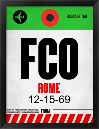 Framed FCO Rome Luggage Tag 1 Print