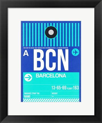 Framed BCN Barcelona Luggage Tag 2 Print