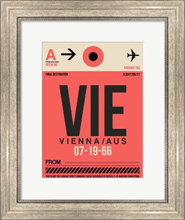 Framed VIE Vienna Luggage Tag 1 Print