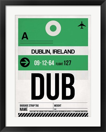 Framed DUB Dublin Luggage Tag 1 Print