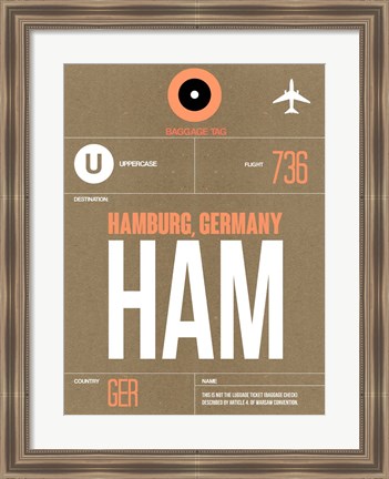 Framed HAM Hamburg Luggage Tag 2 Print