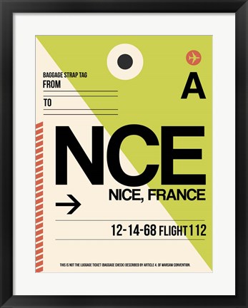 Framed NCE Nice Luggage Tag 2 Print