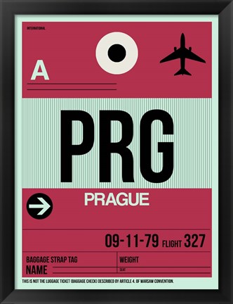 Framed PRG Prague Luggage Tag 2 Print