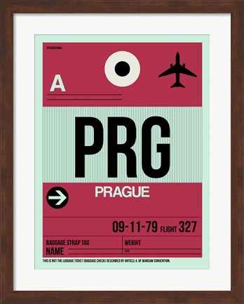 Framed PRG Prague Luggage Tag 2 Print